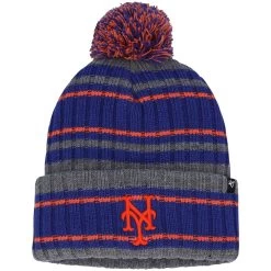 Men's New York Mets '47 Gray Rexford Cuffed Knit Hat With Pom