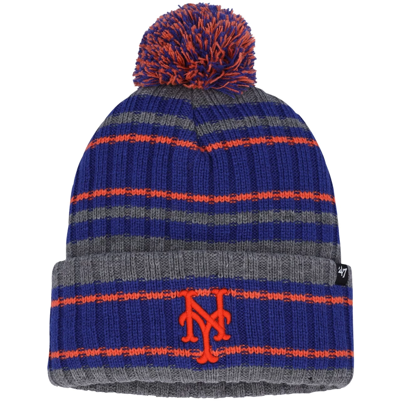 Men's New York Mets '47 Gray Rexford Cuffed Knit Hat With Pom