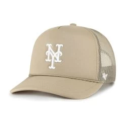 Men's New York Mets '47 Khaki Foamo Trucker Snapback Hat