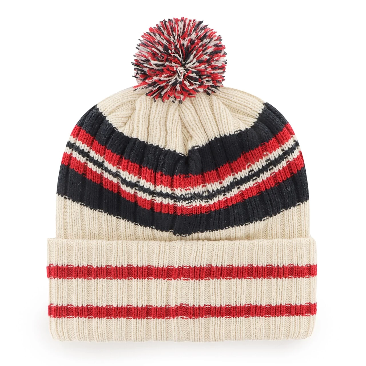 Men's Boston Red Sox '47 Natural Home Patch Cuffed Knit Hat With Pom - Image 2