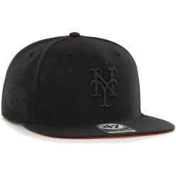 Men's New York Mets '47 Black On Black Sure Shot Captain Snapback Hat