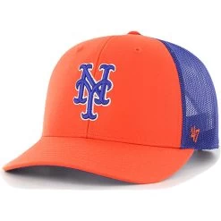 Men's New York Mets '47 Orange Secondary Trucker Snapback Hat