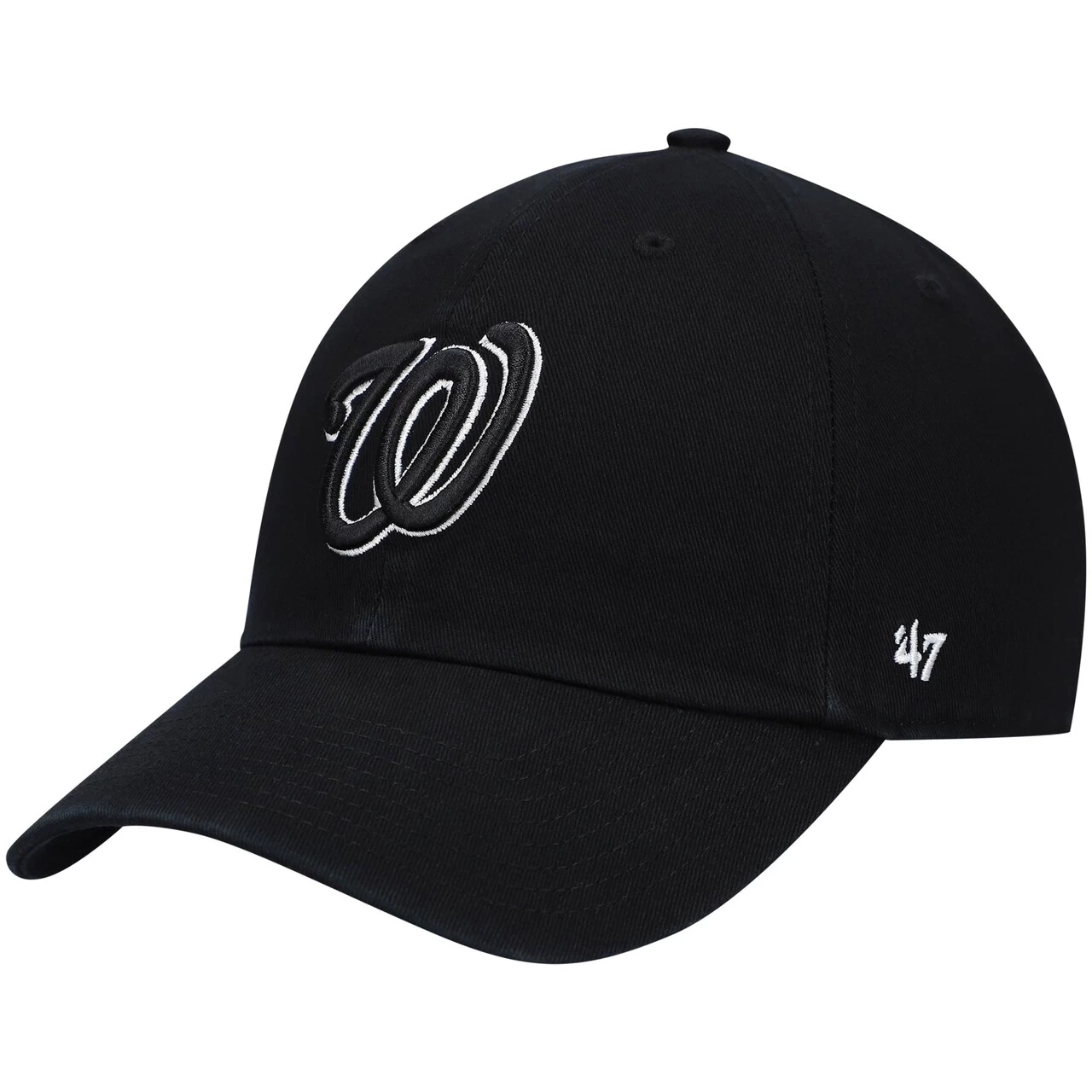 Men's Washington Nationals '47 Black On Black Logo Clean Up Adjustable Hat