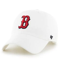 Men's Boston Red Sox '47 White Team Logo Clean Up Adjustable Hat