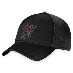 Men's Miami Marlins Fanatics Branded Black Color Fade Trucker Snapback Hat