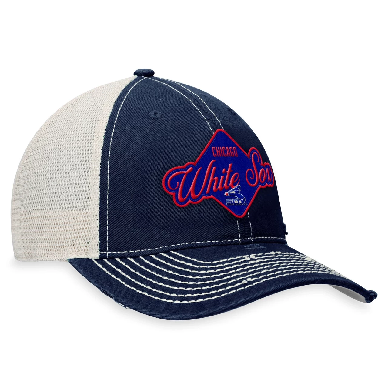 Men's Chicago White Sox Fanatics Branded Navy Heritage Trucker Snapback Hat - Image 3