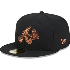 Men's Atlanta Braves New Era Black Metallic Pop 59FIFTY Fitted Hat