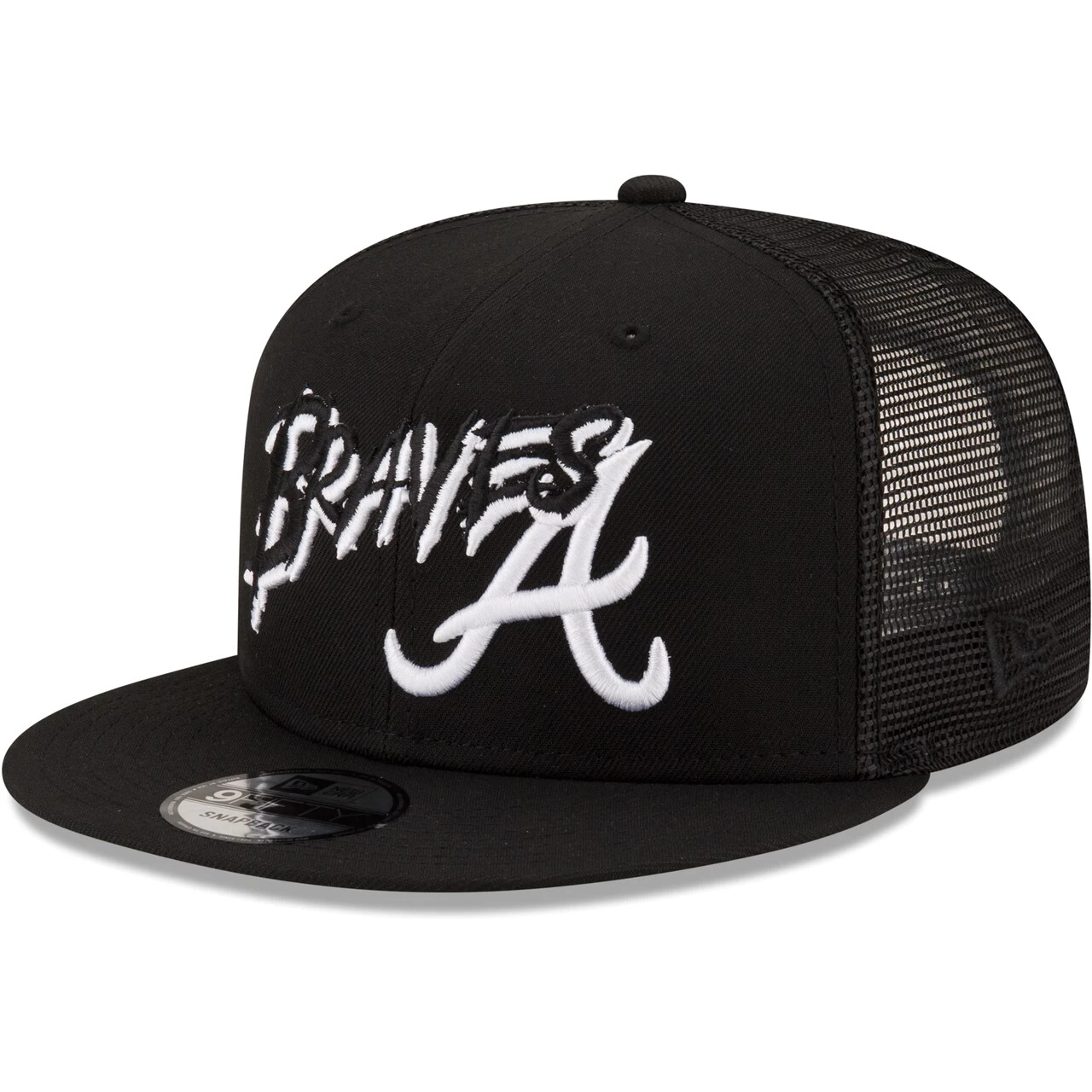 Men's Atlanta Braves New Era Black Street Trucker 9FIFTY Snapback Hat