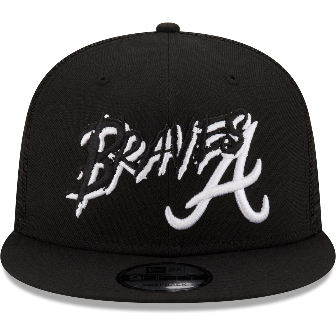 Men's Atlanta Braves New Era Black Street Trucker 9FIFTY Snapback Hat - Image 2