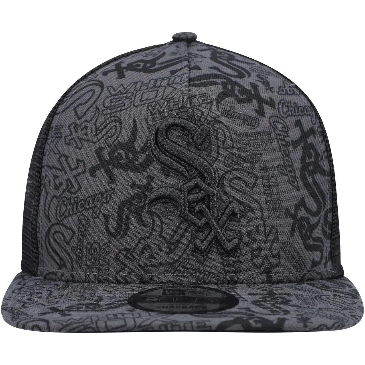 Men's Chicago White Sox New Era Black Repeat A-Frame 9FIFTY Trucker Snapback Hat - Image 2