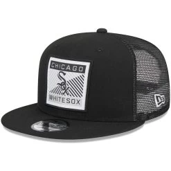 Men's Chicago White Sox New Era Black Scratch Squared Trucker 9FIFTY Snapback Hat