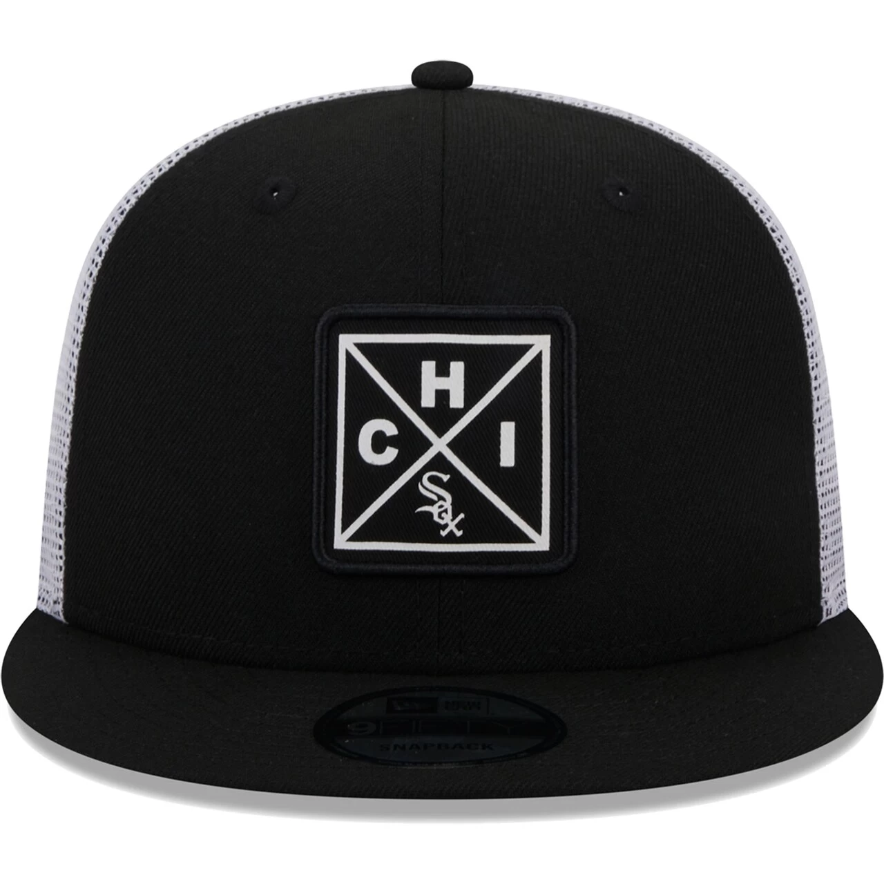 Men's Chicago White Sox New Era Black Vert Squared Trucker 9FIFTY Hat - Image 2