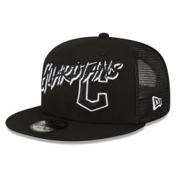 Men's Cleveland Guardians New Era Black Street Trucker 9FIFTY Snapback Hat