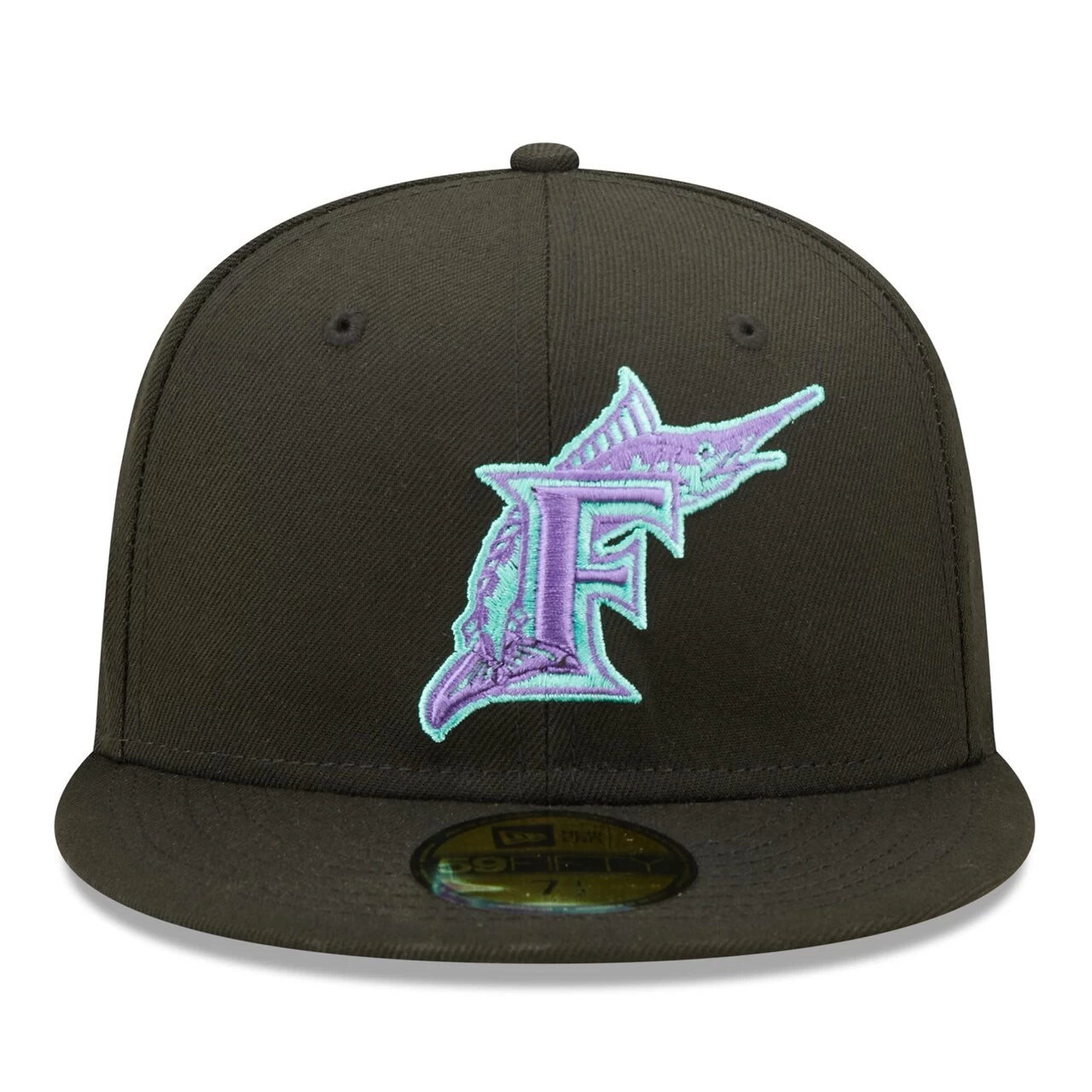 Men's Florida Marlins New Era Black 2003 World Series Black Light 59FIFTY Fitted Hat - Image 2