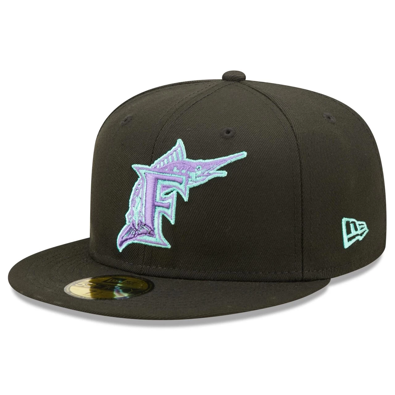 Men's Florida Marlins New Era Black 2003 World Series Black Light 59FIFTY Fitted Hat - Image 3