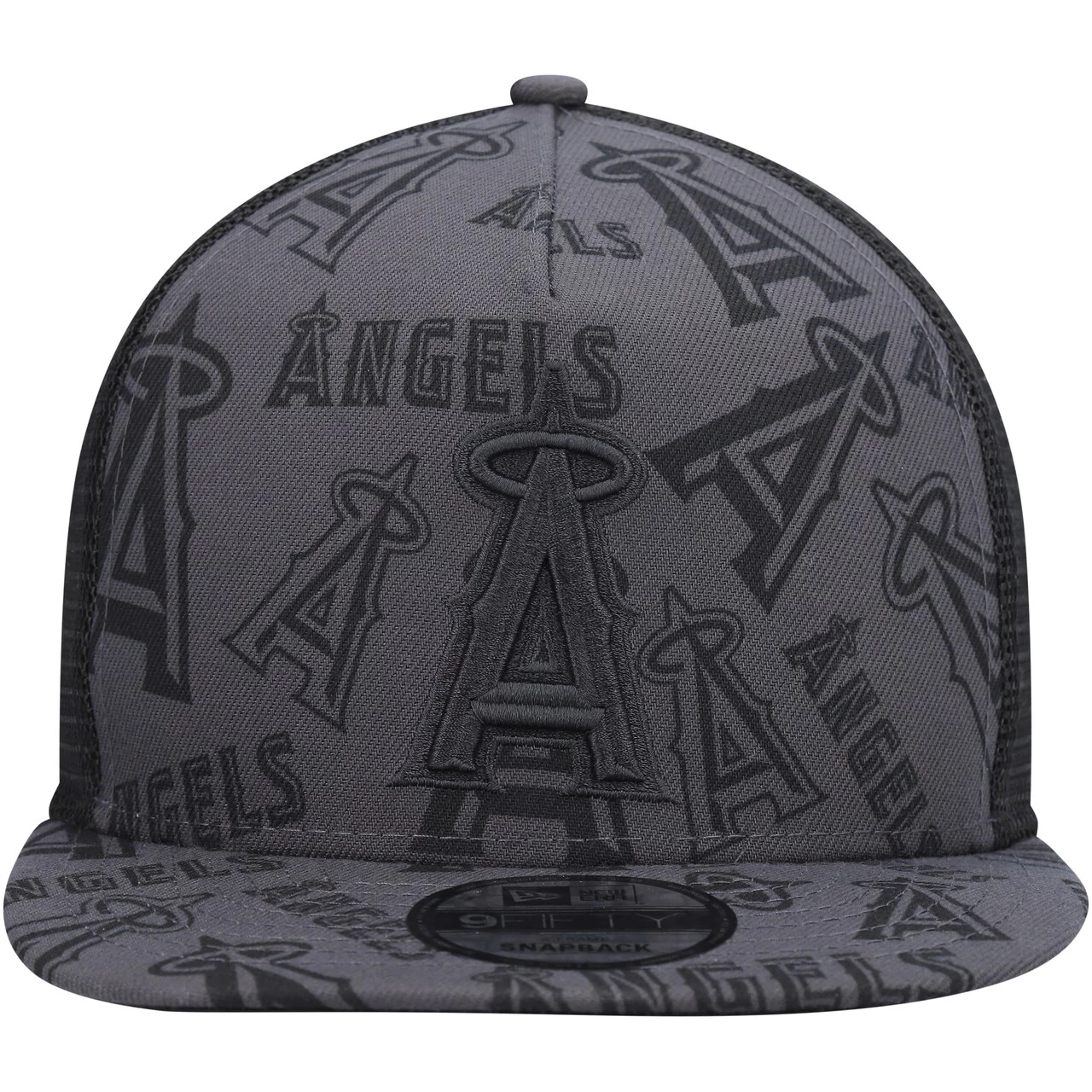 Men's Los Angeles Angels New Era Black Repeat A-Frame 9FIFTY Trucker Snapback Hat - Image 2