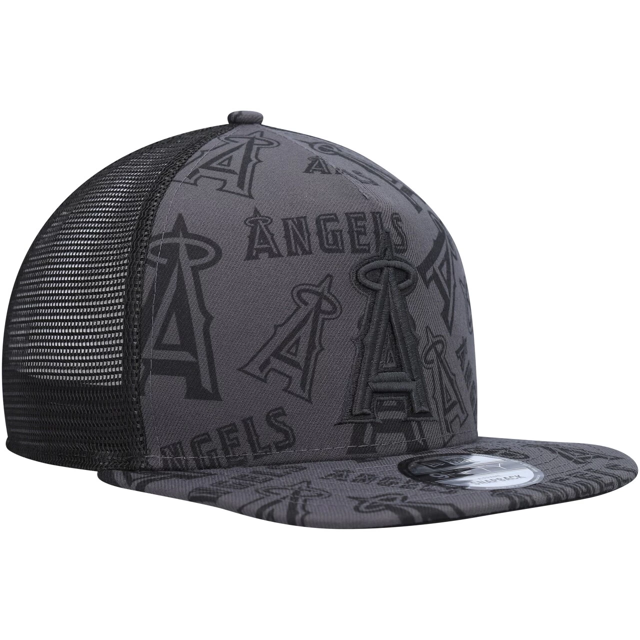 Men's Los Angeles Angels New Era Black Repeat A-Frame 9FIFTY Trucker Snapback Hat - Image 3
