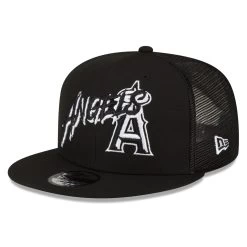Men's Los Angeles Angels New Era Black Street Trucker 9FIFTY Snapback Hat