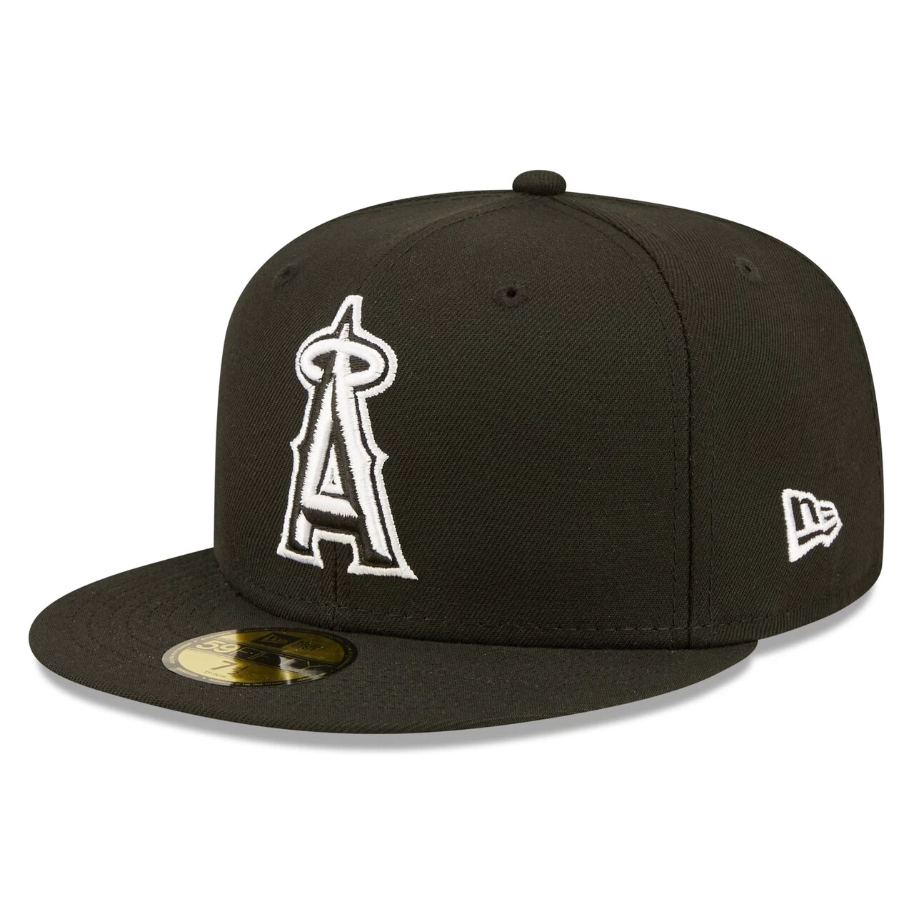 Men's Los Angeles Angels New Era Black Team Logo 59FIFTY Fitted Hat
