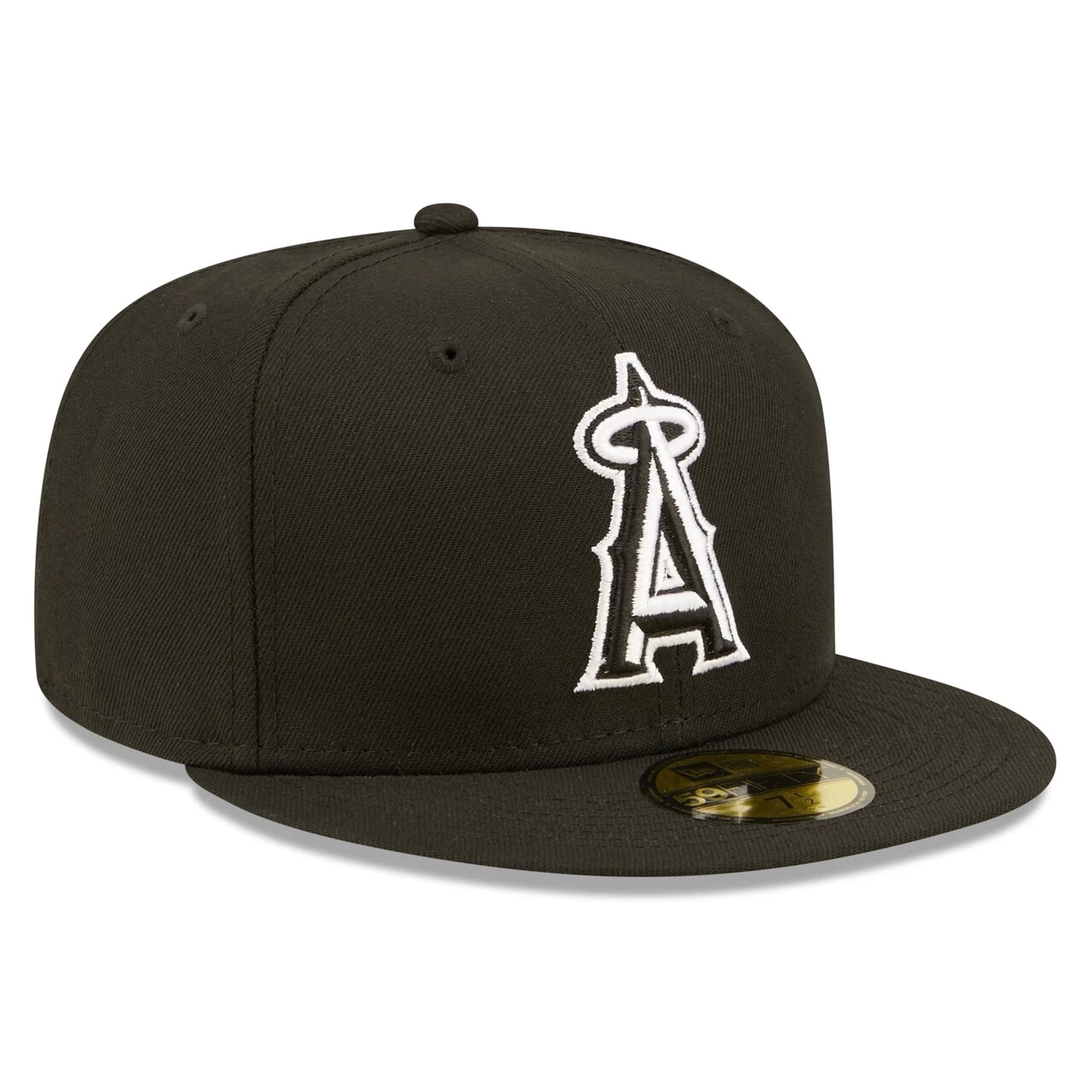 Men's Los Angeles Angels New Era Black Team Logo 59FIFTY Fitted Hat - Image 3
