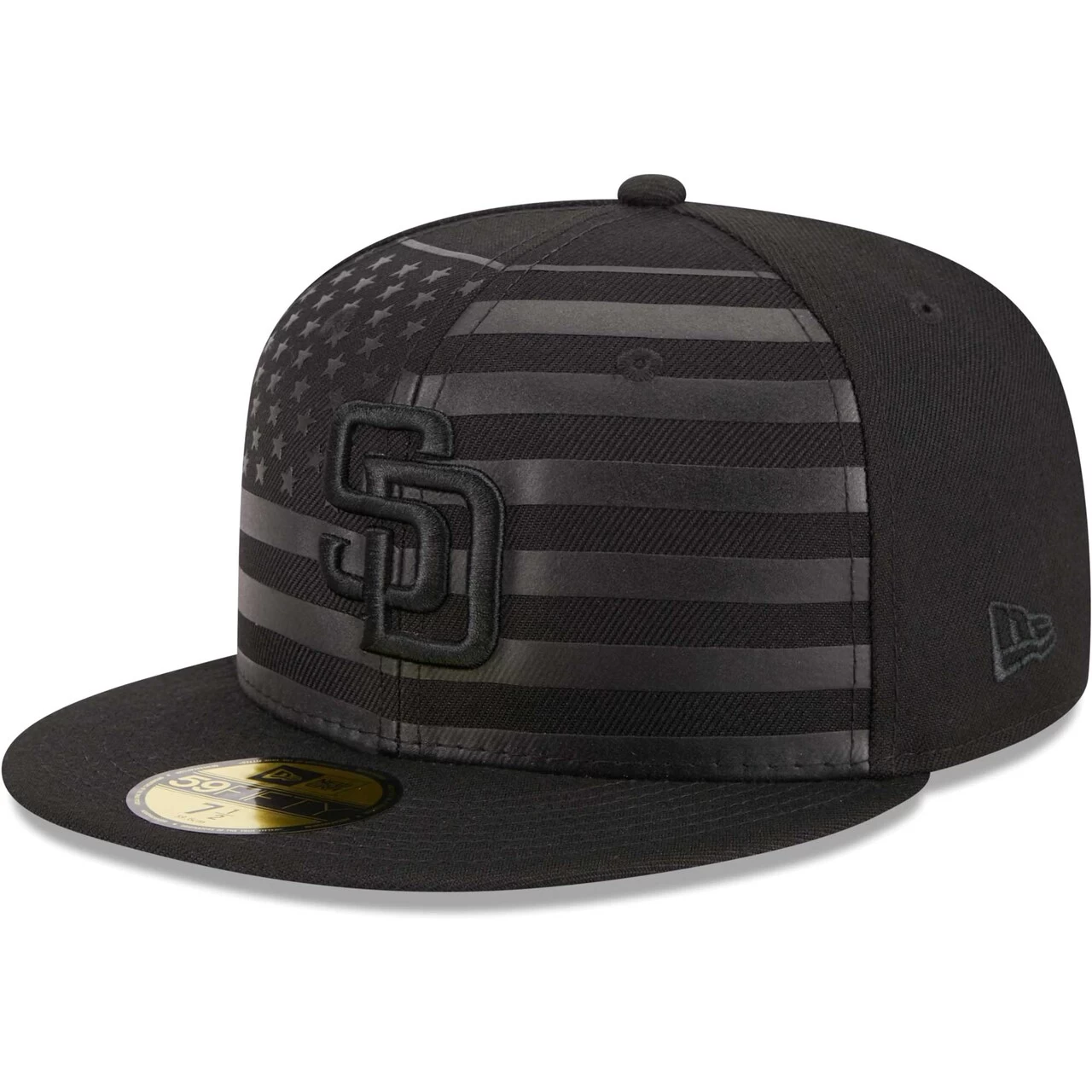Men's San Diego Padres New Era Black Tonal Flag 59FIFTY Fitted Hat
