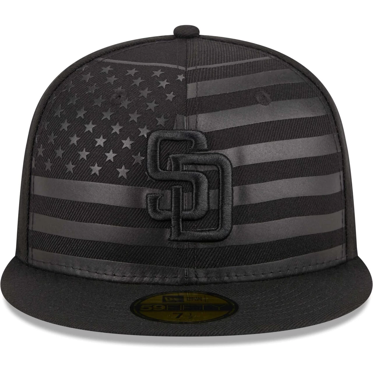 Men's San Diego Padres New Era Black Tonal Flag 59FIFTY Fitted Hat - Image 2