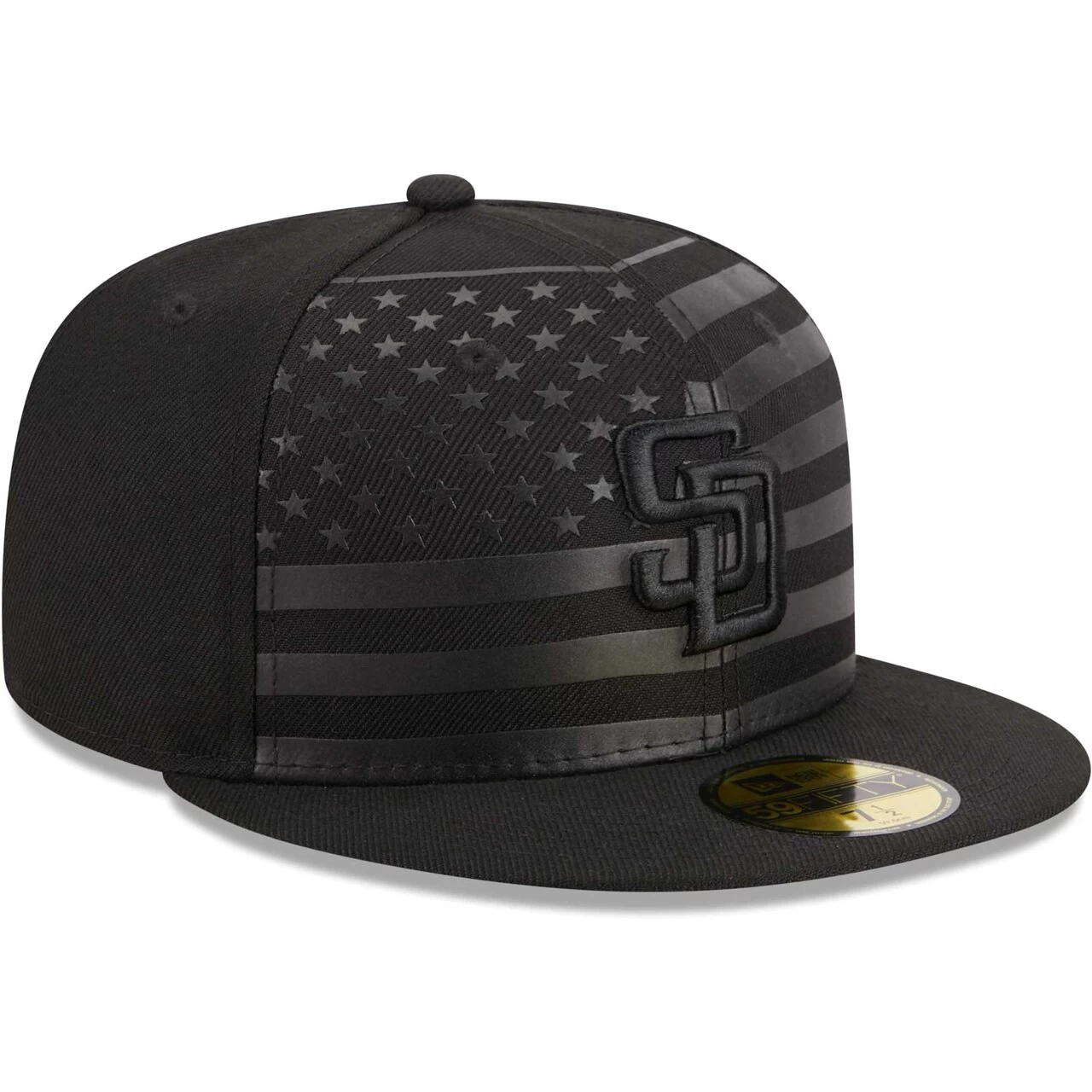 Men's San Diego Padres New Era Black Tonal Flag 59FIFTY Fitted Hat - Image 3