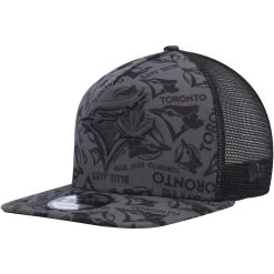 Men's Toronto Blue Jays New Era Black Repeat A-Frame 9FIFTY Trucker Snapback Hat