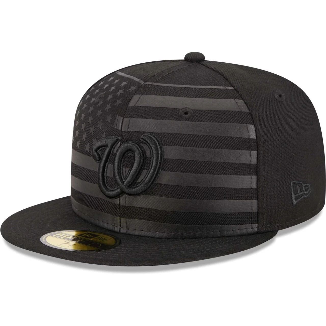 Men's Washington Nationals New Era Black Tonal Flag 59FIFTY Fitted Hat
