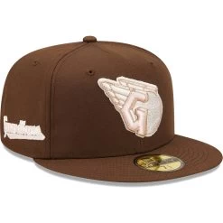 Men's Cleveland Guardians New Era Brown Pink Undervisor 59FIFTY Fitted Hat