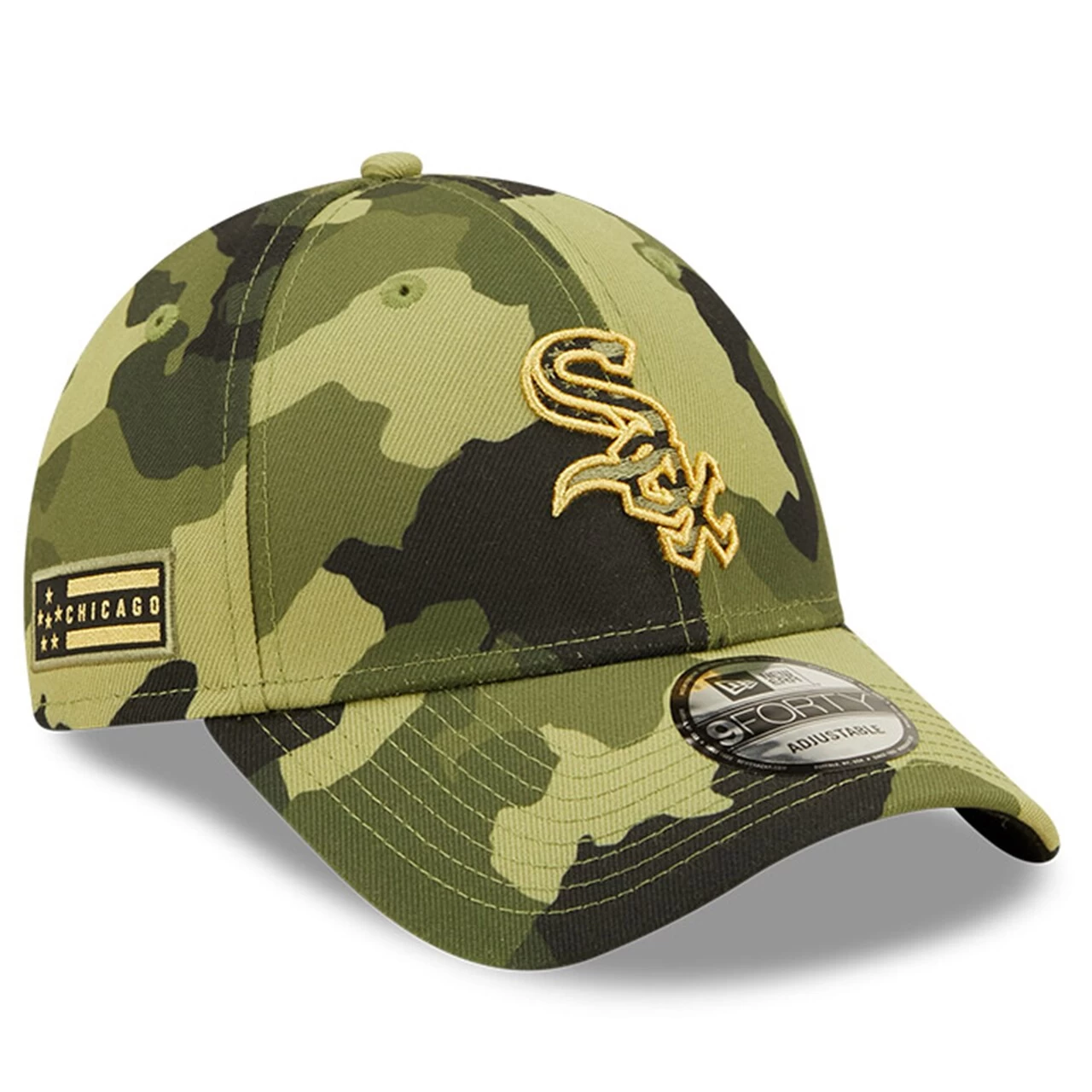 Men's Chicago White Sox New Era Camo 2022 Armed Forces Day 9FORTY Snapback Adjustable Hat
