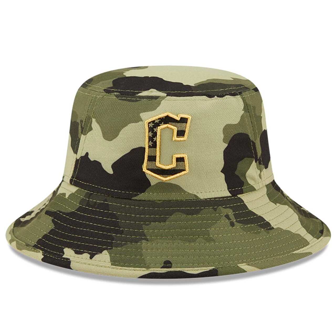 Men's Cleveland Guardians New Era Camo 2022 Armed Forces Day Bucket Hat - Image 2