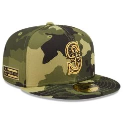 Men's Seattle Mariners New Era Camo 2022 Armed Forces Day On-Field 59FIFTY Fitted Hat