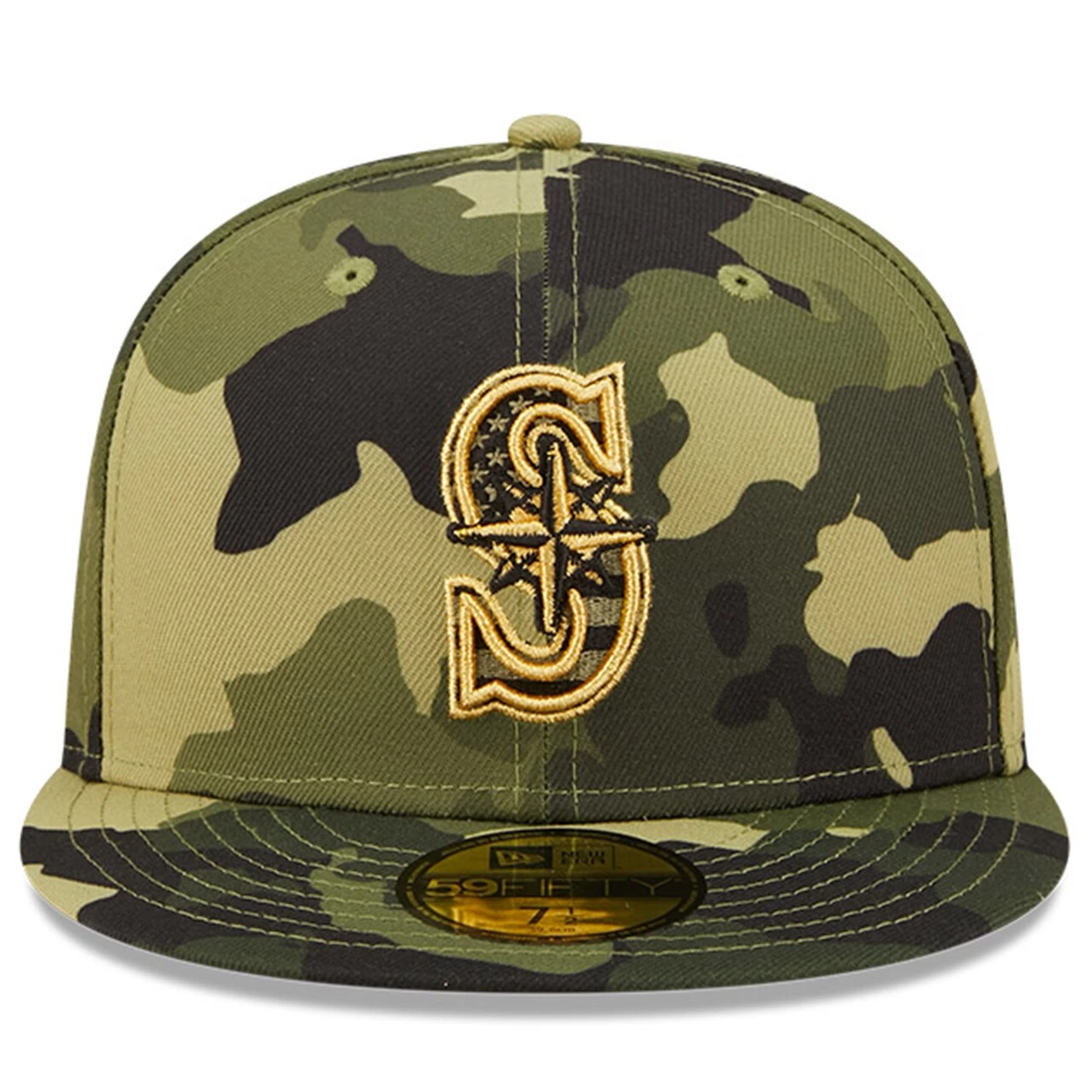 Men's Seattle Mariners New Era Camo 2022 Armed Forces Day On-Field 59FIFTY Fitted Hat - Image 2