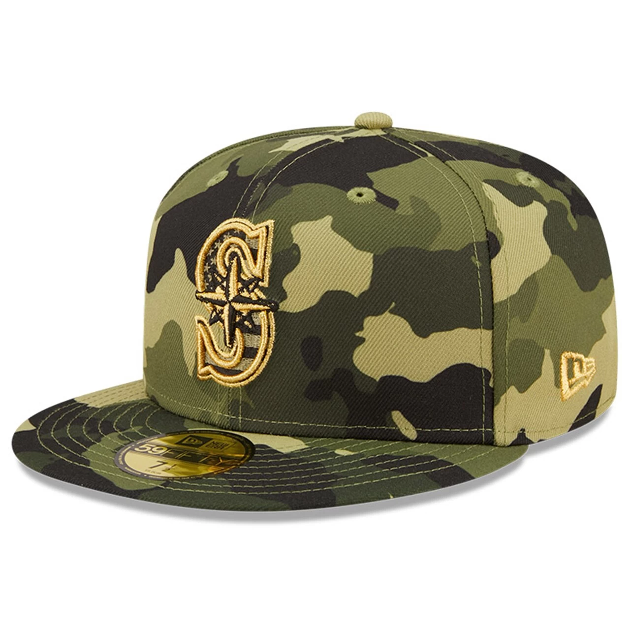 Men's Seattle Mariners New Era Camo 2022 Armed Forces Day On-Field 59FIFTY Fitted Hat - Image 3
