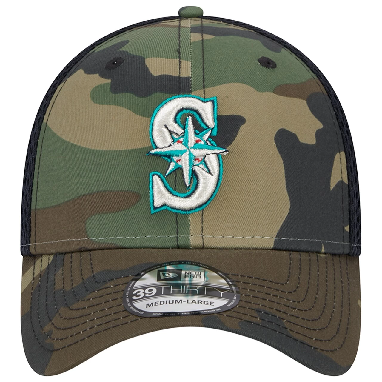 Men's Seattle Mariners New Era Camo Team Neo 39THIRTY Flex Hat - Image 2