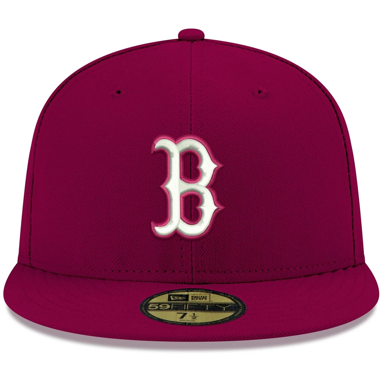 Men's Boston Red Sox New Era Cardinal White Logo 59FIFTY Fitted Hat - Image 2