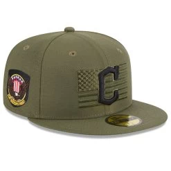 Men's Cleveland Guardians New Era Green 2023 Armed Forces Day On-Field 59FIFTY Fitted Hat