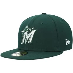 Men's Miami Marlins New Era Green White Logo 59FIFTY Fitted Hat