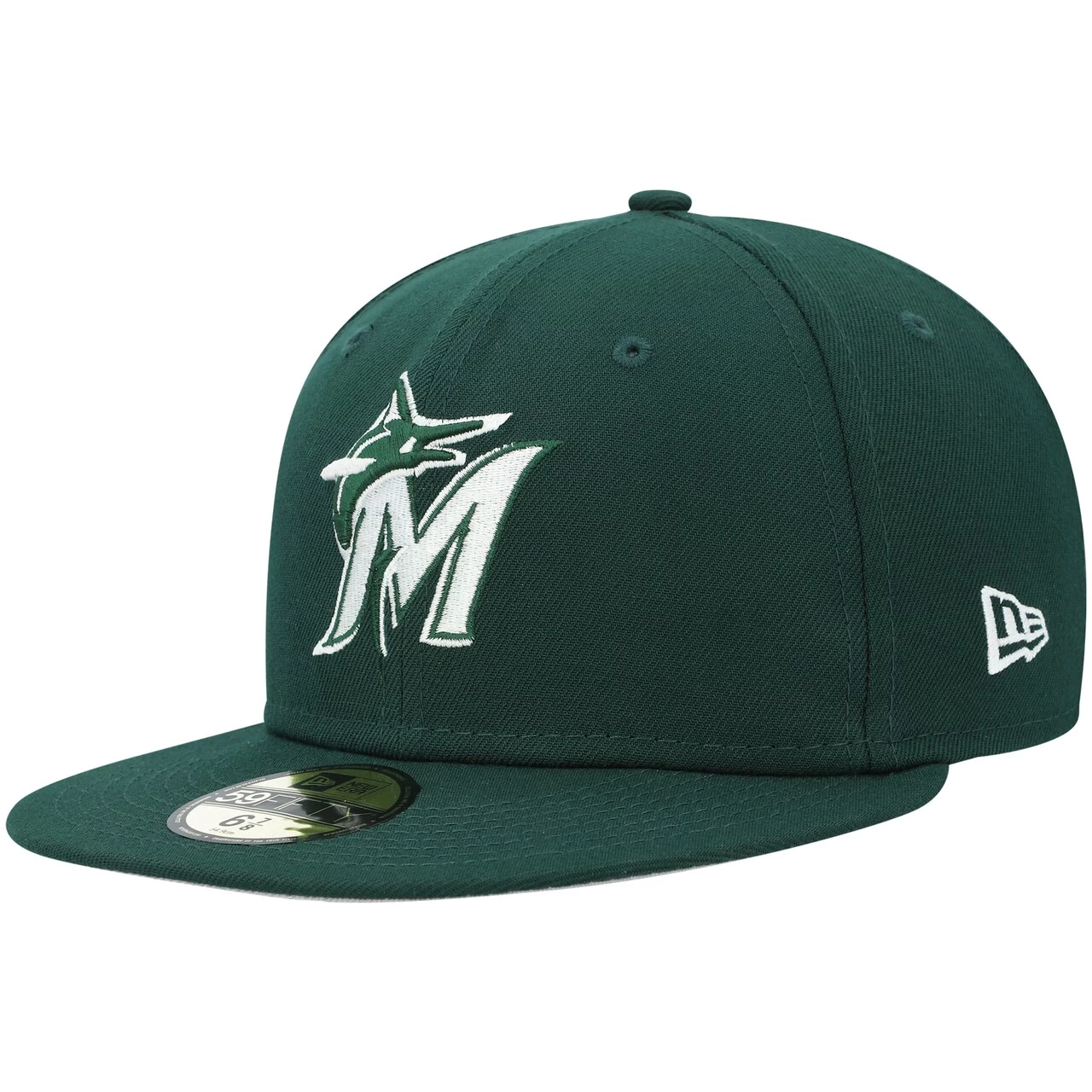 Men's Miami Marlins New Era Green White Logo 59FIFTY Fitted Hat