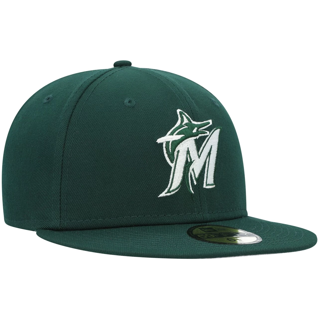 Men's Miami Marlins New Era Green White Logo 59FIFTY Fitted Hat - Image 3