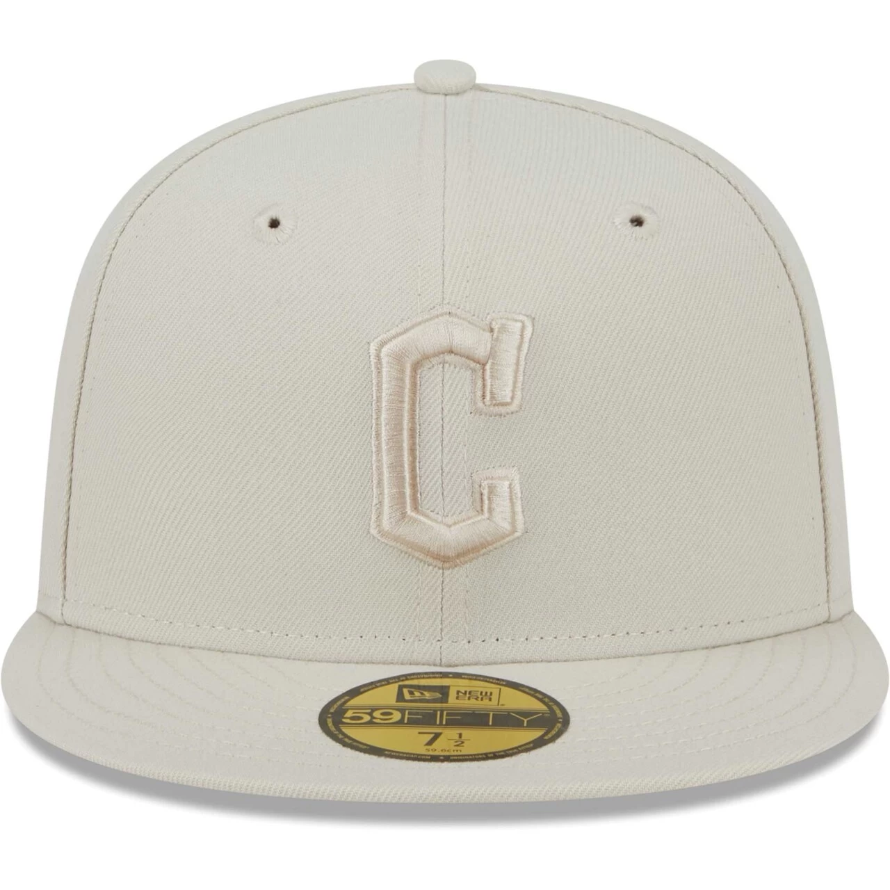 Men's Cleveland Guardians New Era Khaki Tonal 59FIFTY Fitted Hat - Image 2