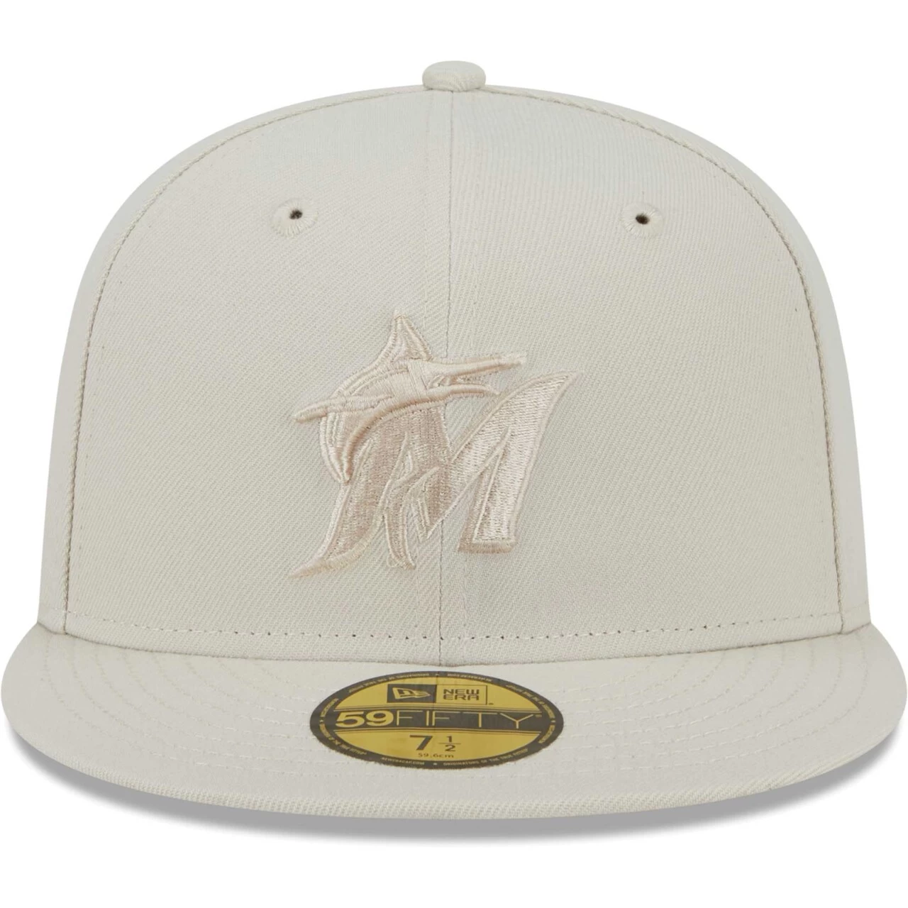 Men's Miami Marlins New Era Khaki Tonal 59FIFTY Fitted Hat - Image 2