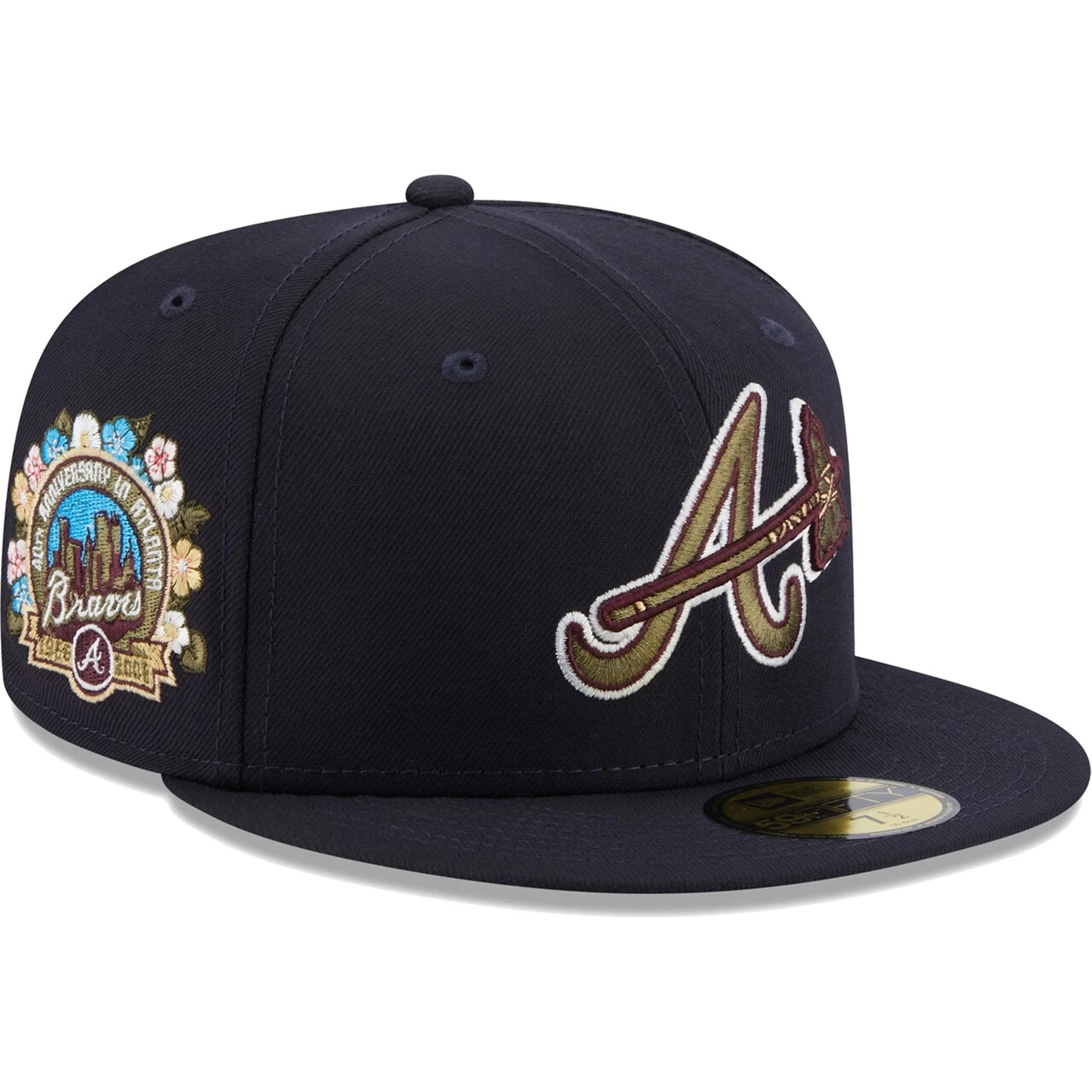 Men's Atlanta Braves New Era Navy 40th Anniversary Spring Training Botanical 59FIFTY Fitted Hat