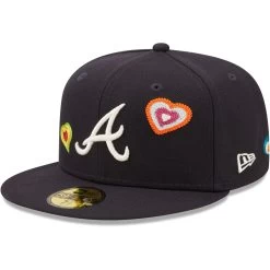 Men's Atlanta Braves New Era Navy Chain Stitch Heart 59FIFTY Fitted Hat