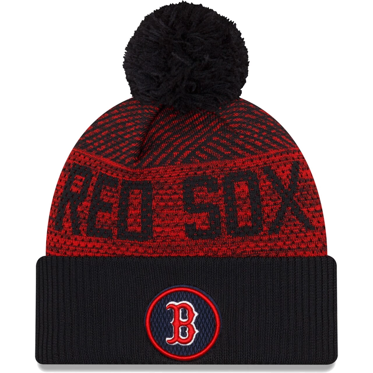Men's Boston Red Sox New Era Navy Authentic Collection Sport Cuffed Knit Hat With Pom