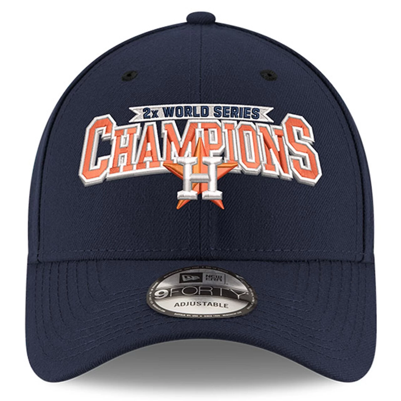 Men's Houston Astros New Era Navy Two-Time World Series Champions 9FORTY Adjustable Hat - Image 2