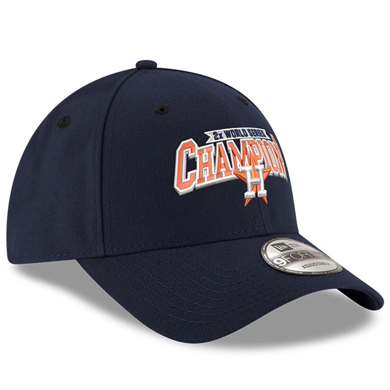 Men's Houston Astros New Era Navy Two-Time World Series Champions 9FORTY Adjustable Hat - Image 3