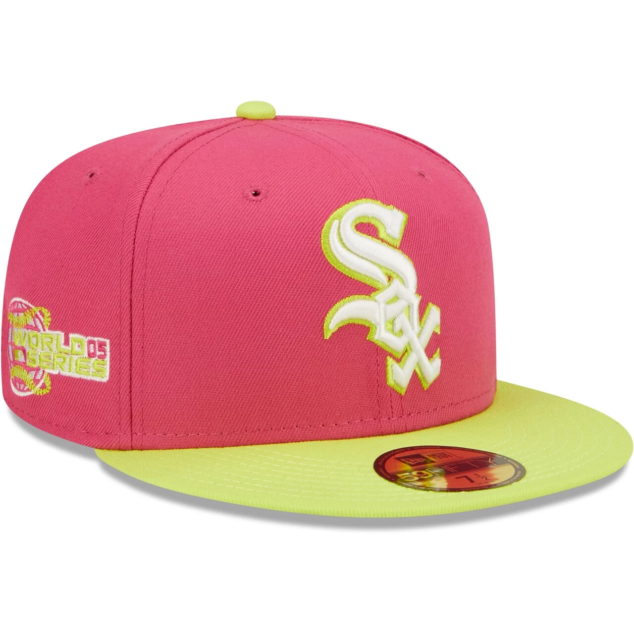 Men's Chicago White Sox New Era Pink 2005 World Series Champions Beetroot Cyber 59FIFTY Fitted Hat