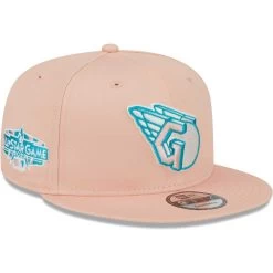 Men's Cleveland Guardians New Era Pink Sky Aqua Undervisor 9FIFTY Snapback Hat